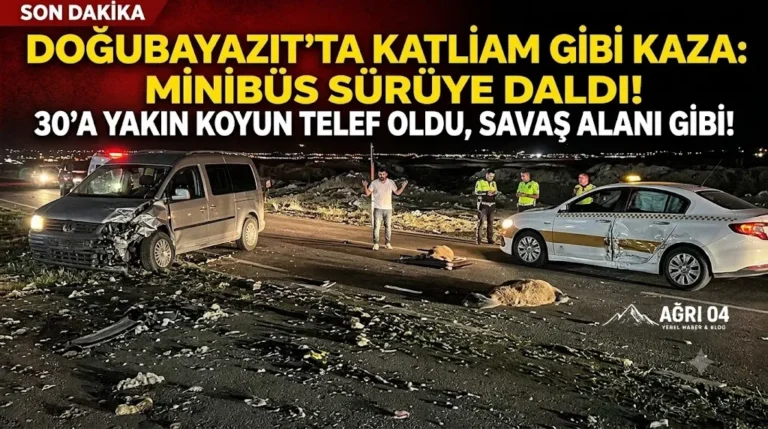 Doğubayazıt’ta Katliam Gibi Kaza: Minibüs Koyun Sürüsüne Daldı