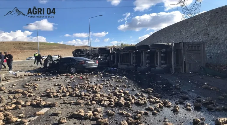 Hamur’da Facia: Pancar Yüklü TIR ile Otomobil Çarpıştı: 4 Ölü, 1 Yaralı